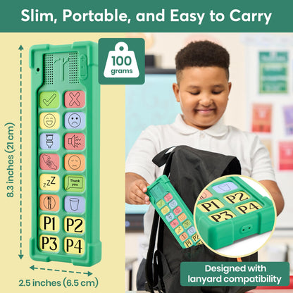 Talkaroo AAC Device – Non-Verbal Communication Aid for Adults & Children, Classroom Friendly, Adjustable Volume, 4 Programmable Buttons + 12 Pre-Set Buttons (Talkaroo Aid + Shock Proof Case)