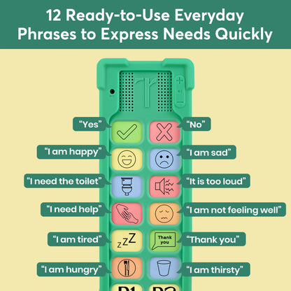 Talkaroo AAC Device – Non-Verbal Communication Aid for Adults & Children, Classroom Friendly, Adjustable Volume, 4 Programmable Buttons + 12 Pre-Set Buttons (Talkaroo Aid + Shock Proof Case)