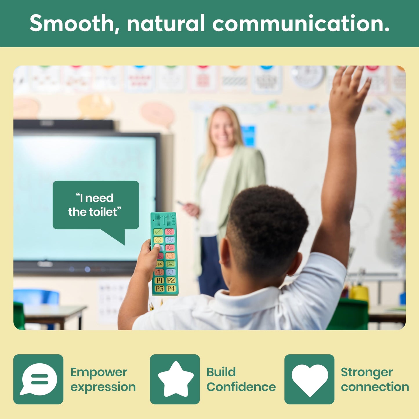 Talkaroo AAC Device – Non-Verbal Communication Aid for Adults & Children, Classroom Friendly, Adjustable Volume, 4 Programmable Buttons + 12 Pre-Set Buttons (Talkaroo Aid + Shock Proof Case)