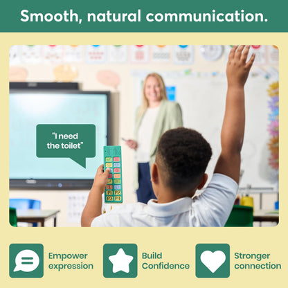 Talkaroo AAC Device – Non-Verbal Communication Aid for Adults & Children, Classroom Friendly, Adjustable Volume, 4 Programmable Buttons + 12 Pre-Set Buttons (Talkaroo Aid + Shock Proof Case)
